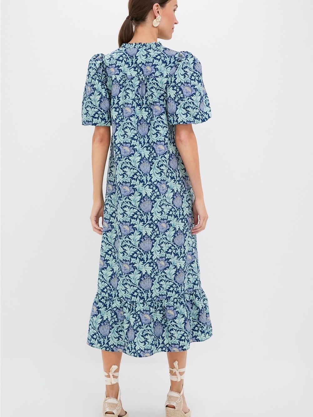 Hyacinth House White Mimi Midi Dress. Yellow Floral Print. Puff Sleeves. S. NWOT - Picture 11 of 13